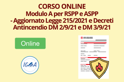 Corso Online Modulo A per RSPP e ASPP - Aggiornato Legge 2152021 e Decreti Antincendio