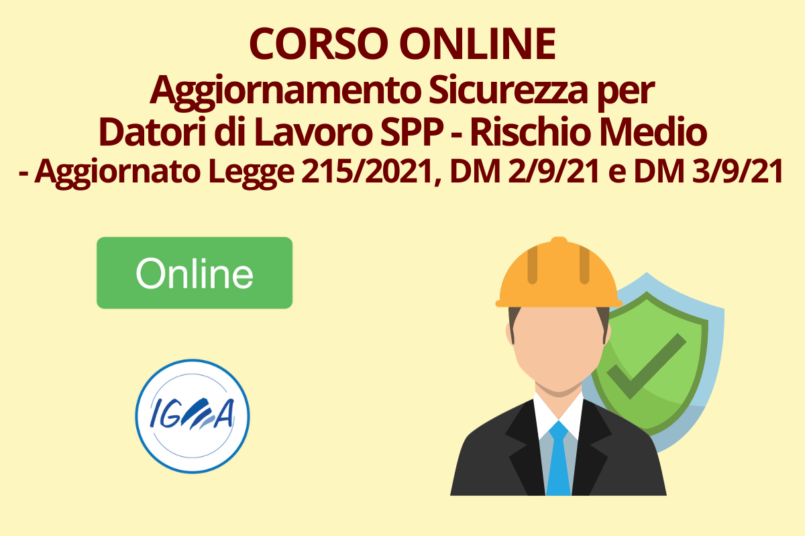 Corso Online Aggiornamento Sicurezza Datori Lavoro SPP - Rischio Medio