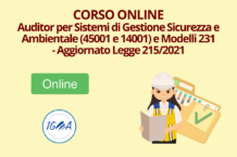 Auditor per Sistemi di Gestione Sicurezza e Ambientale (45001 e 14001) e Modelli 231 - Aggiornato