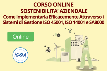 CORSO SOSTENIBILITA' AZIENDALE ISO 45001 14001 e SA8000